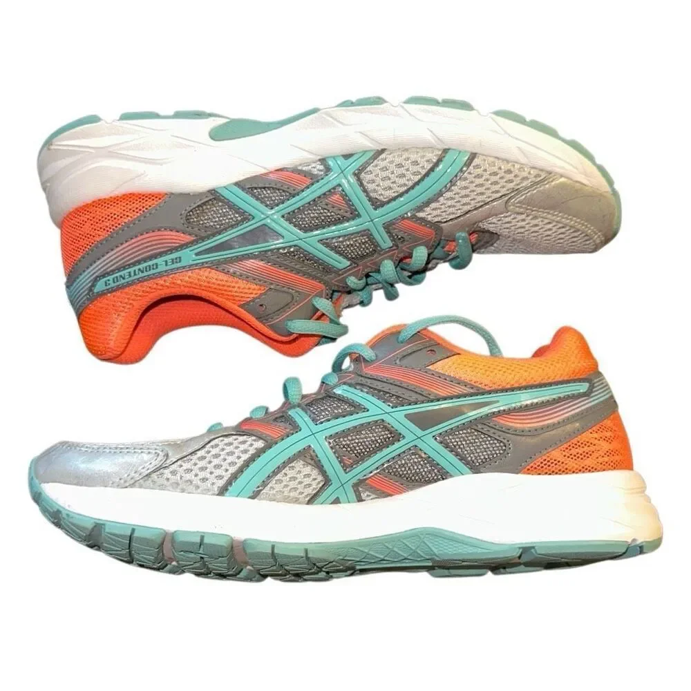 ASICS Gel Contend 3 Sneakers Running Shoes. Womens Size 6.5 Coral Turquoise Gray - Picture 4 of 9